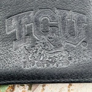 TCU Black Leather Wallet‎ with Embossed Logo